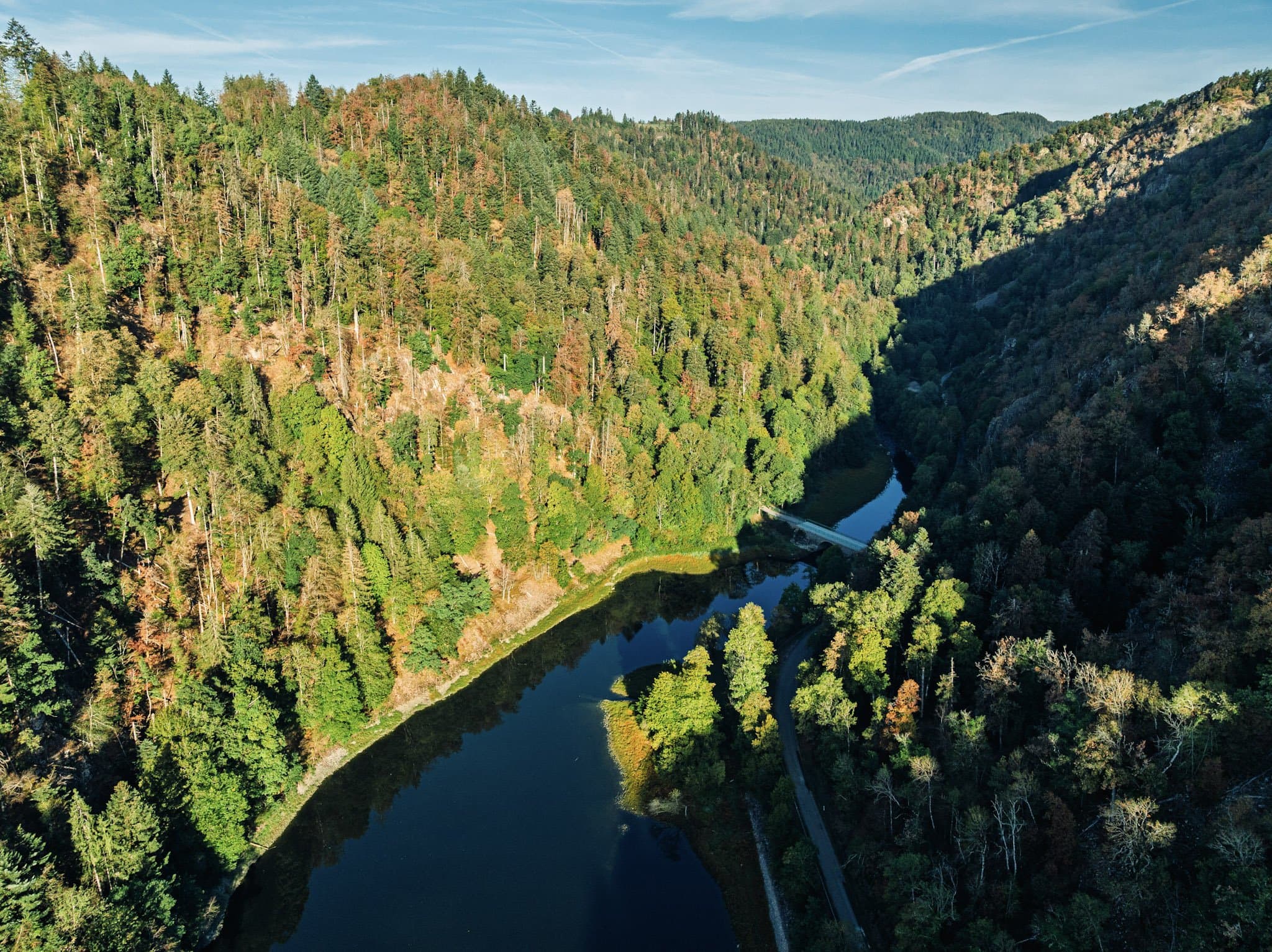 Blick auf den angestauten Witznaustausee von oben
