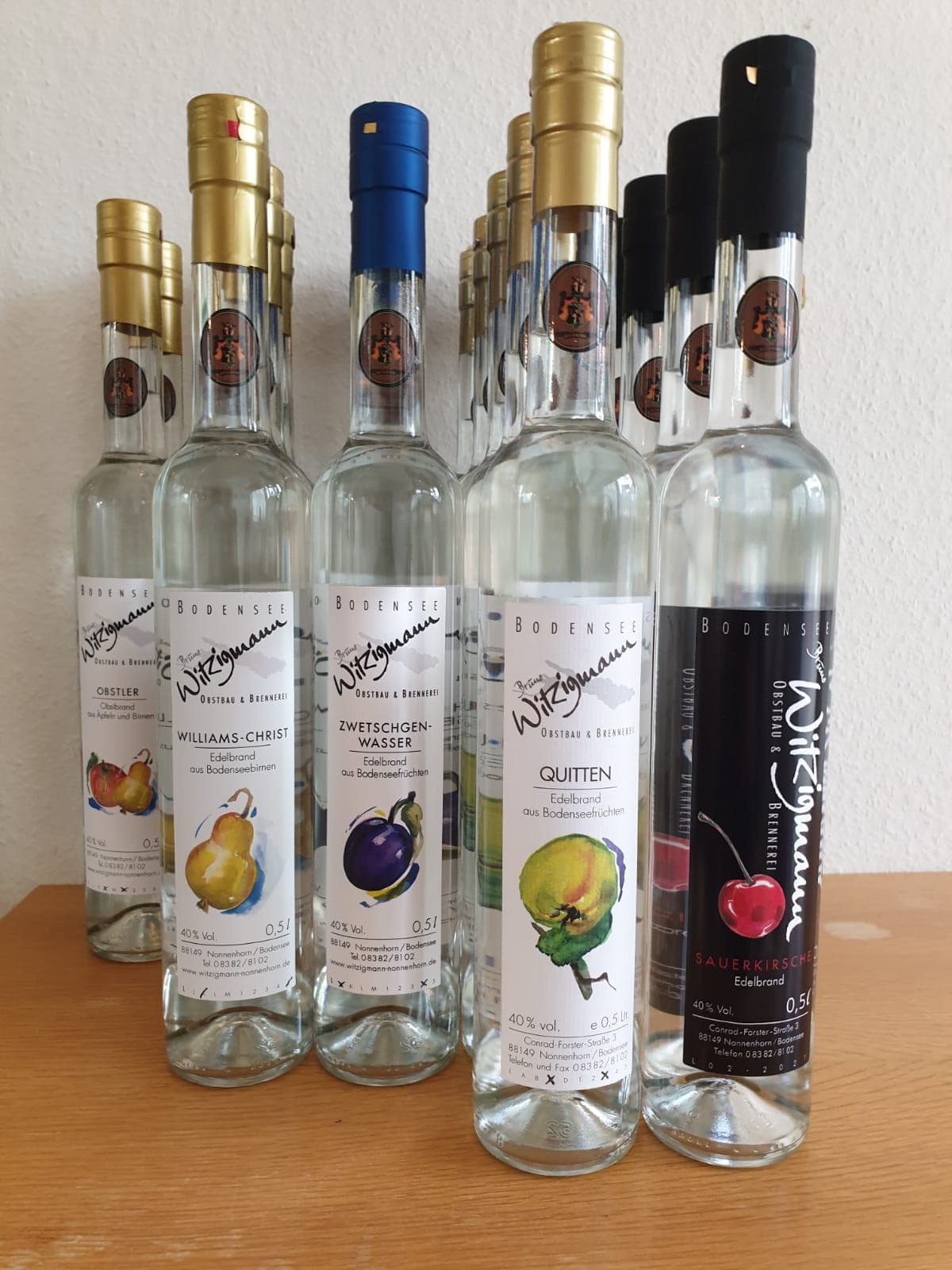 Verschiedene Sorten Schnaps vom Bruno Witzigmann