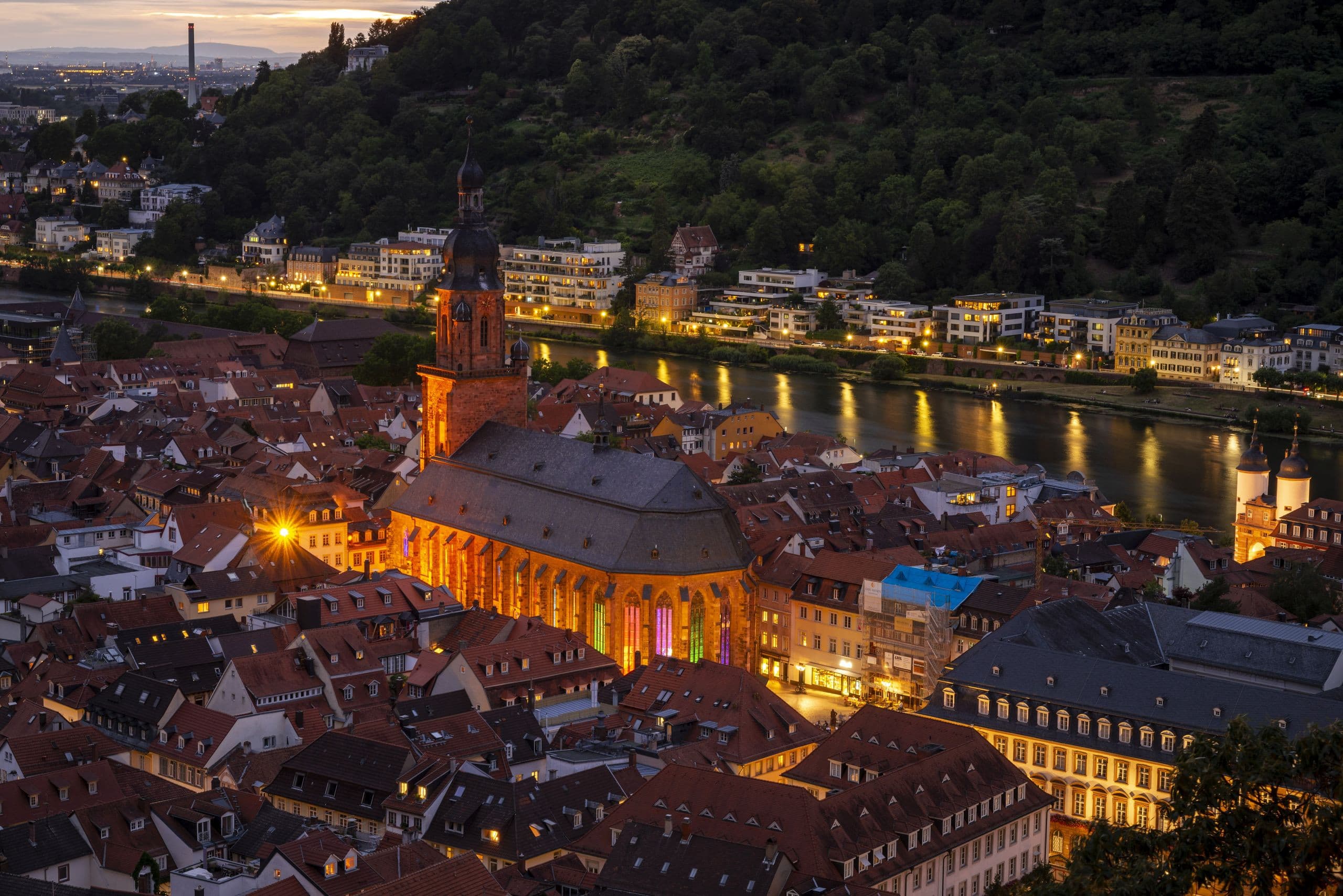 Church of the Holy Spirit Heidelberg at dusk