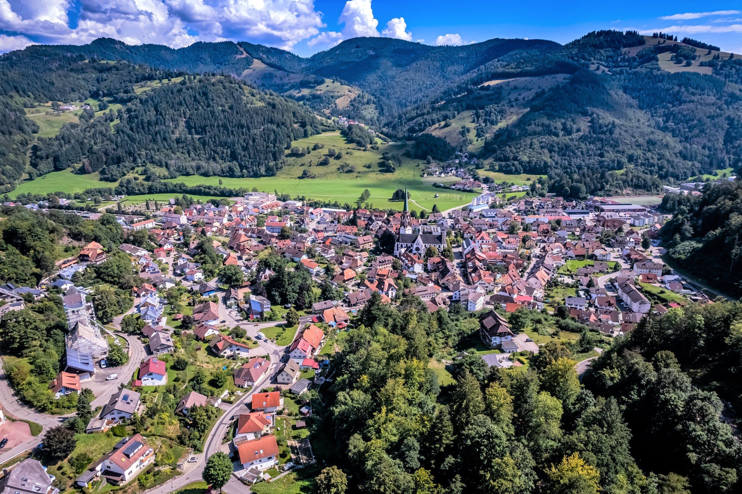 The Black Forest town of Schönau from above